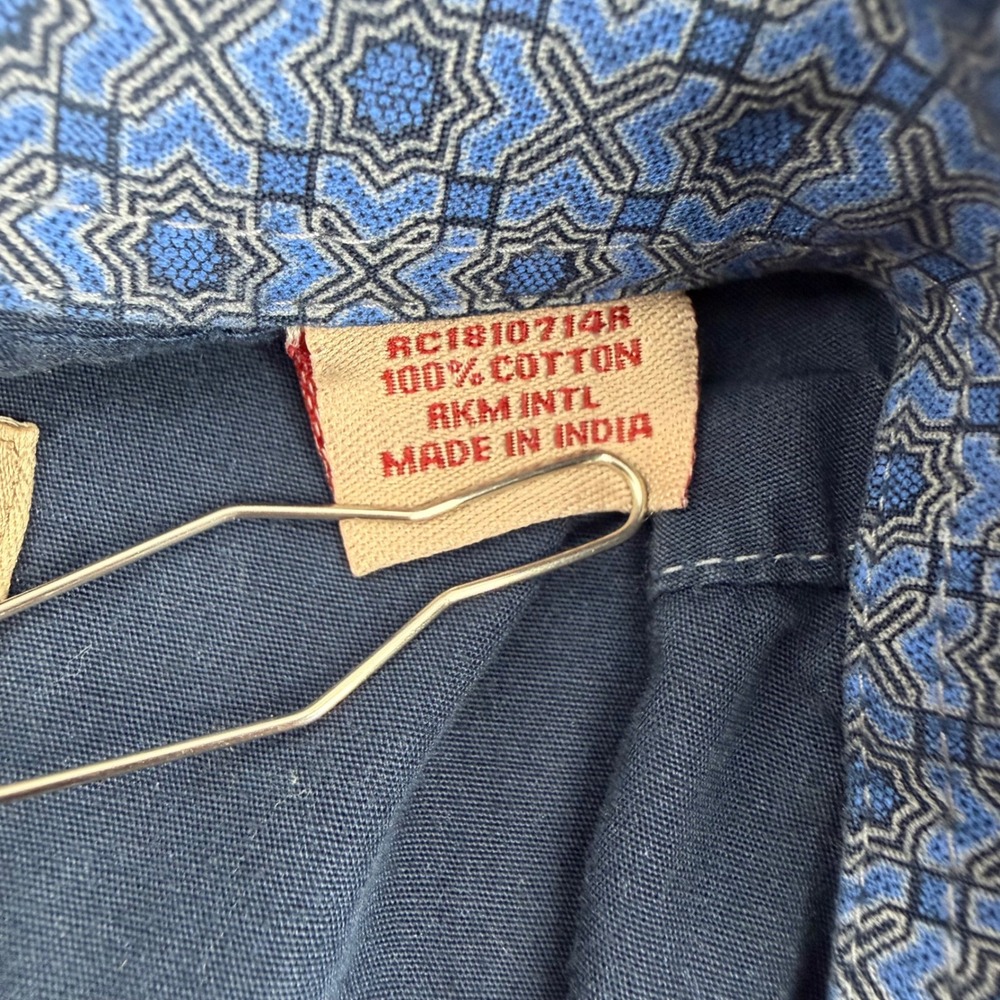 Rafter C Cowboy Collection Mens Blue Geometric Pearl Snap Western RC1810714R - Picture 4 of 12